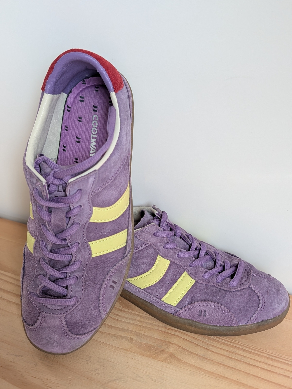 Coolway Purple Suede Sneakers with Yellow Stripes